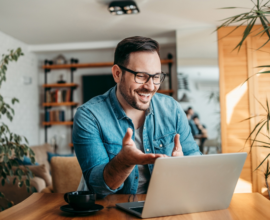 happy guy with laptop